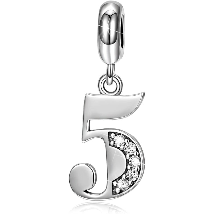 925 Sterling Silver Lucky Number 1-9 Charms Fit for Bracelet and Necklace