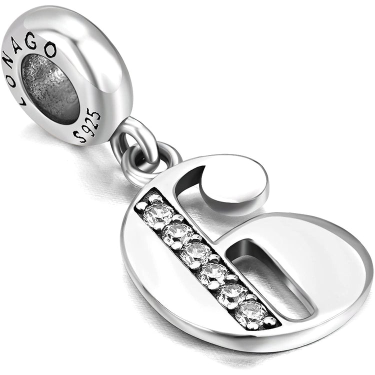 925 Sterling Silver Lucky Number 1-9 Charms Fit for Bracelet and Necklace