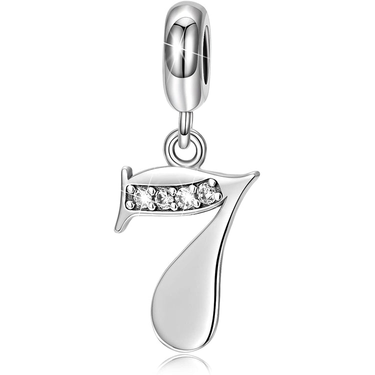 925 Sterling Silver Lucky Number 1-9 Charms Fit for Bracelet and Necklace