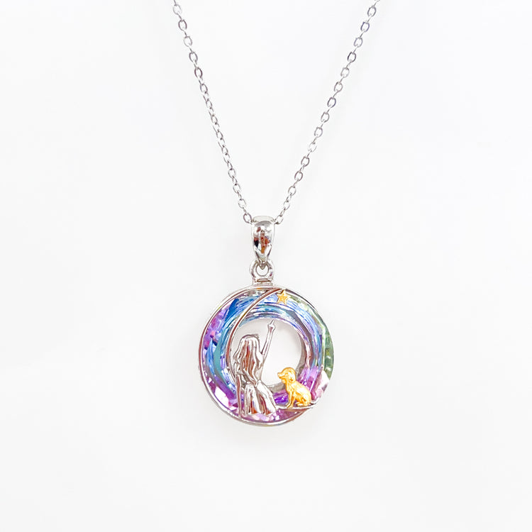 Dog and Girl Crystal Necklace