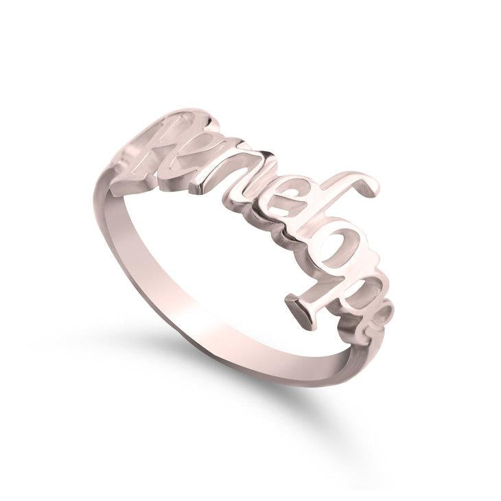 925 Sterling Silver Personalized Script Name Ring Nameplate Ring - onlyone