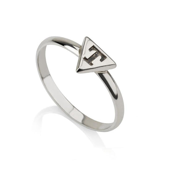 925 Sterling Silver Personalized Triangle Engraved Ring - onlyone