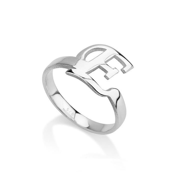 925 Sterling Silver Personalized Initial Letter Ring - onlyone