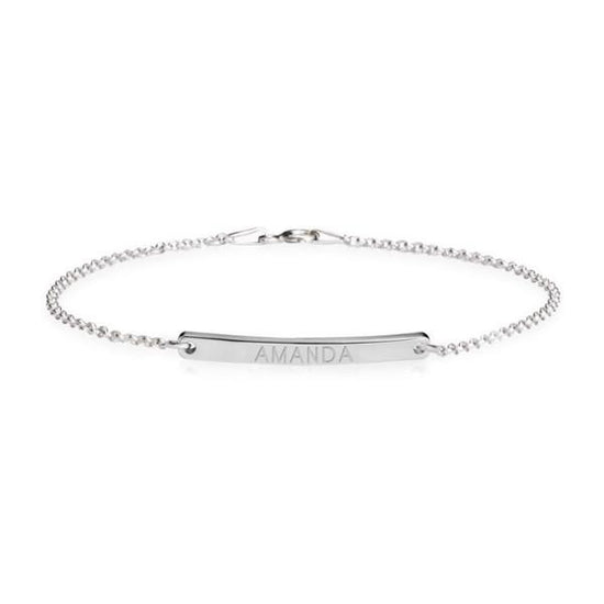 925 Sterling Silver Personalized Skinny Bar Bracelet Length 6”-7.5” - onlyone