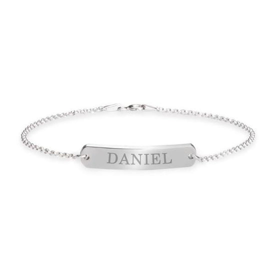 925 Sterling Silver Personalized Classic Name Bar Bracelet Length 6â€?7.5â€?Nameplate Bracelet - onlyone