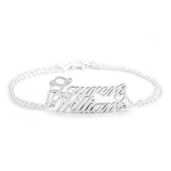 925 Sterling Silver Personalized Two Name Bracelet Anklet - onlyone