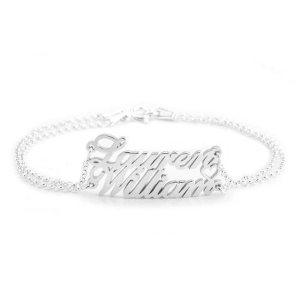 925 Sterling Silver Personalized Two Name Bracelet Anklet - onlyone