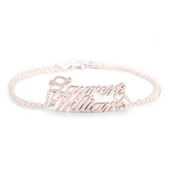 925 Sterling Silver Personalized Two Name Bracelet Anklet - onlyone