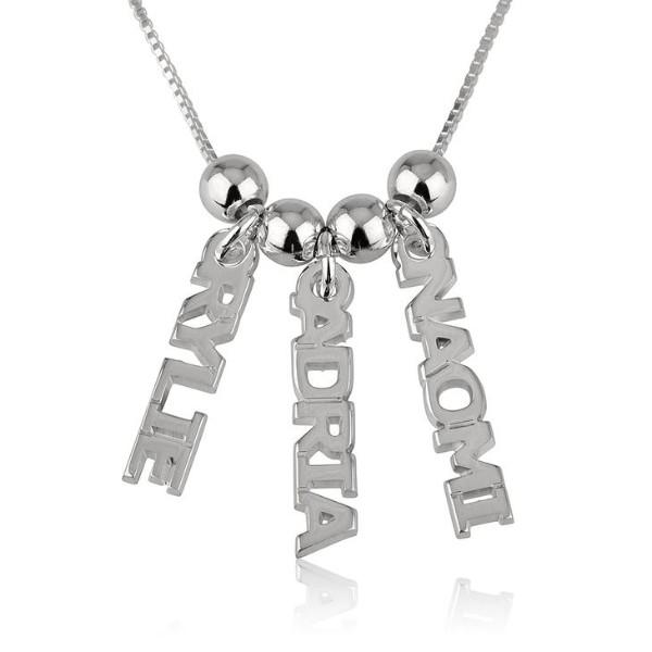 925 Sterling Silver Vertical Three Name Necklace Nameplate Necklace - onlyone