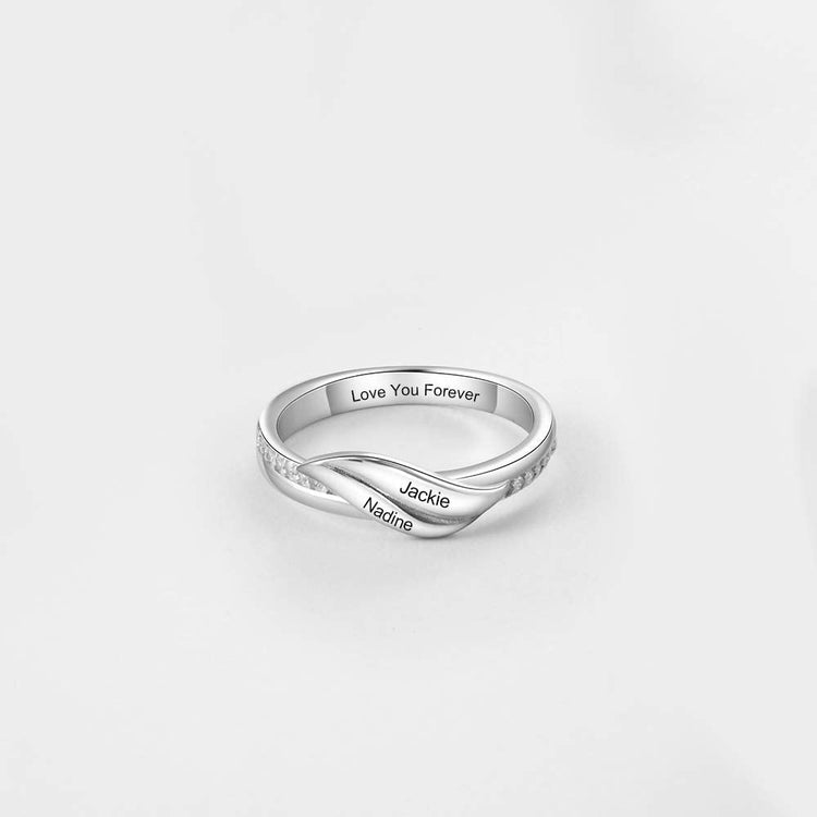 925 Sterling Silber Doppel Name Gravierte Ring