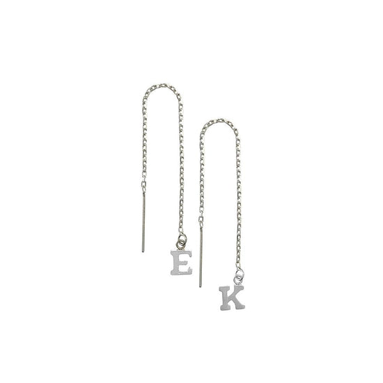 925 Sterling Silver Personalized Alphabet City Thread Earring - onlyone