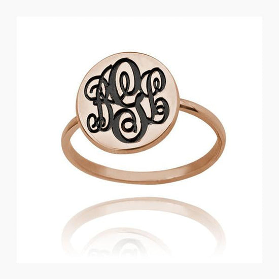 925 Sterling Silver Personalized Initial Monogram Ring - onlyone