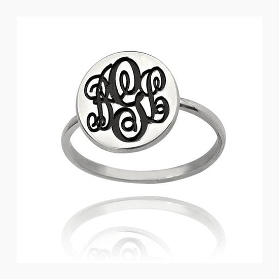 925 Sterling Silver Personalized Initial Monogram Ring - onlyone