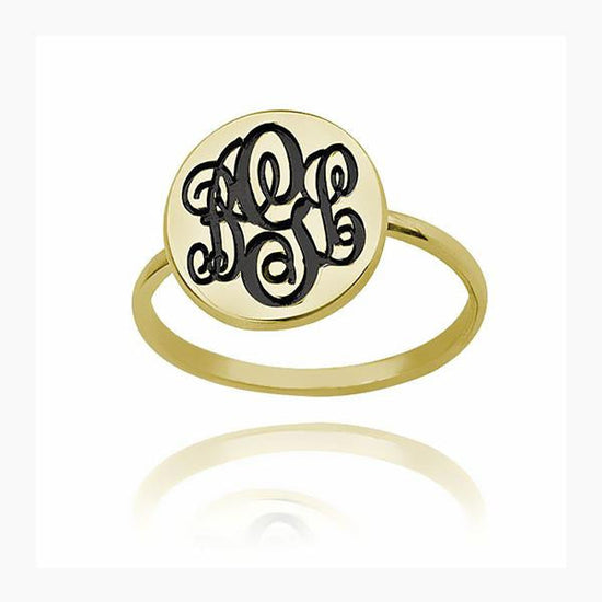 925 Sterling Silver Personalized Initial Monogram Ring - onlyone