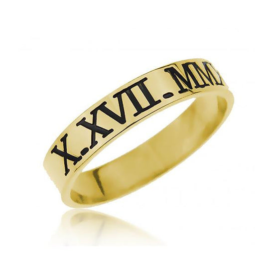 925 Sterling Silver Personalized Engraved Roman Number Ring - onlyone