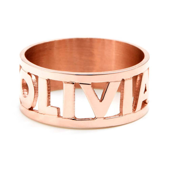 925 Sterling Silver Personalized Cut Out Name Ring Nameplate Ring - onlyone