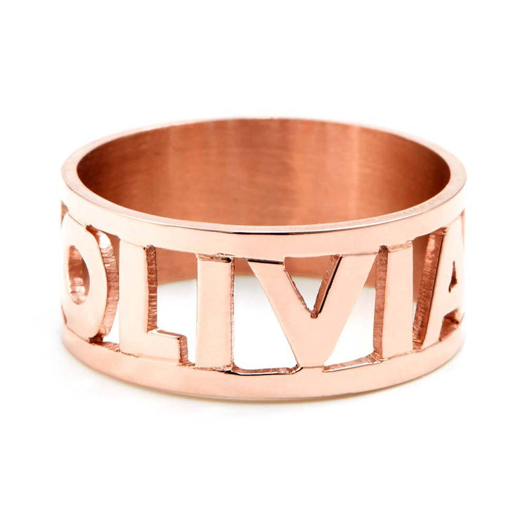 925 Sterling Silver Personalized Cut Out Name Ring Nameplate Ring - onlyone