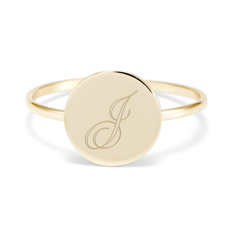 10K/14K Gold Personalized Engravable Initial Round Ring - onlyone