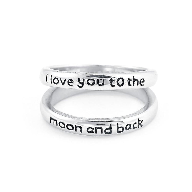 925 Sterling Silver Personalized Double Band Engraved Ring Inspirational Gift - onlyone