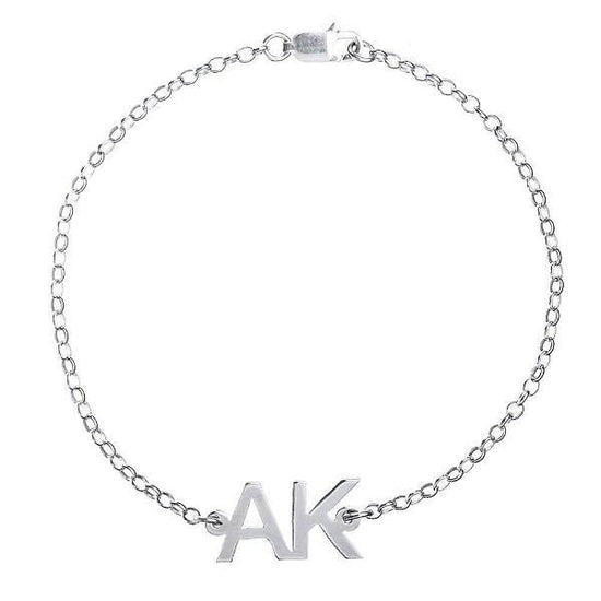 925 Sterling Silver Personalized Two Initial Bracelet - onlyone