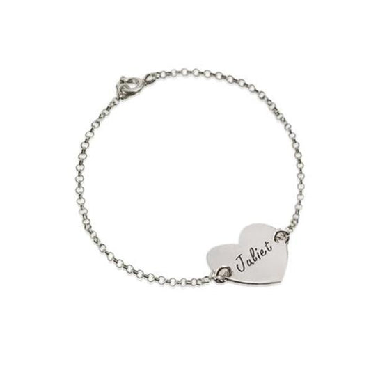 925 Sterling Silver Personalized Engraved Heart Bracelet - onlyone