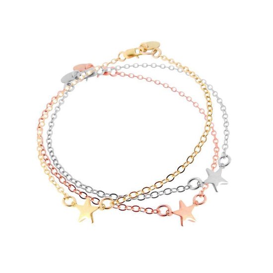 925 Sterling Silver Personalized Mini Star Initial Bracelet - onlyone