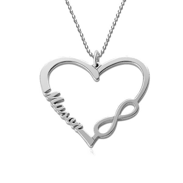 925 Sterling Silver Heart Name Necklace Nameplate Necklace - onlyone