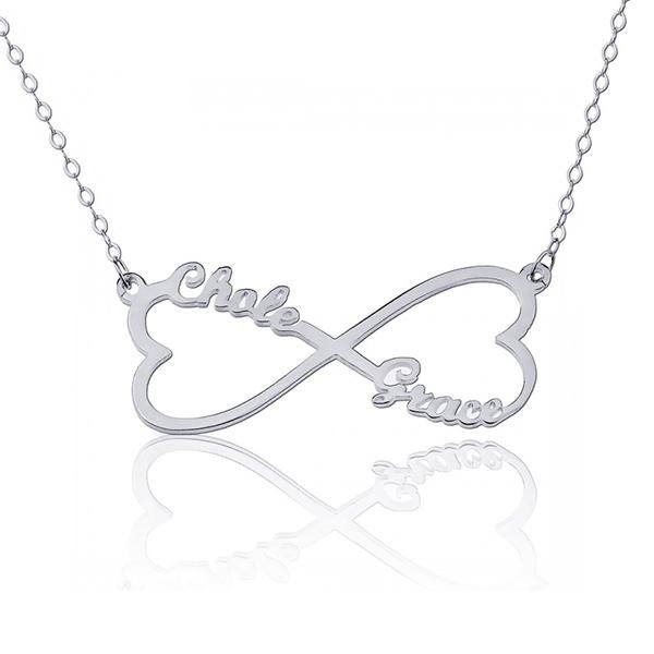 925 Sterling Silver Infinity Heart Name Necklace Nameplate Necklace - onlyone