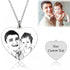 925 Sterling Silver Heart Engraved Photo Necklace, Memorial Gift - onlyone