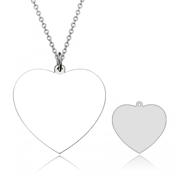 925 Sterling Silver Heart Engraved Photo Necklace, Memorial Gift - onlyone