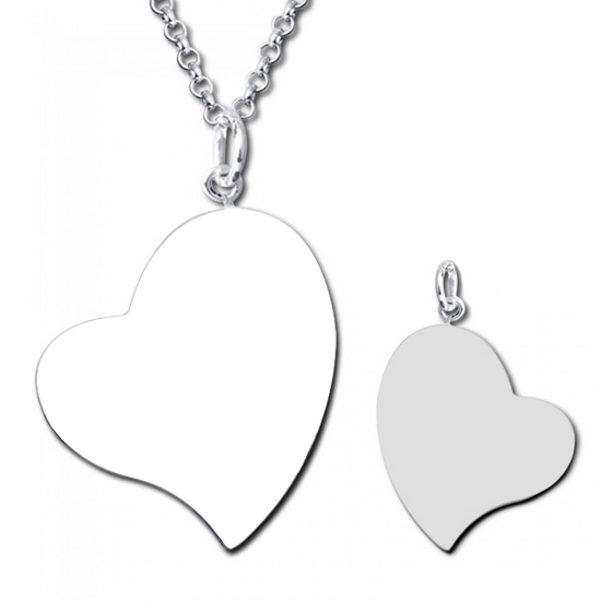 925 Sterling Silver Heart Engraved Photo Necklace, Memorial Gift - onlyone