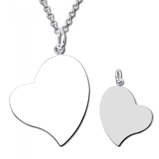 925 Sterling Silver Heart Engraved Photo Necklace, Memorial Gift - onlyone