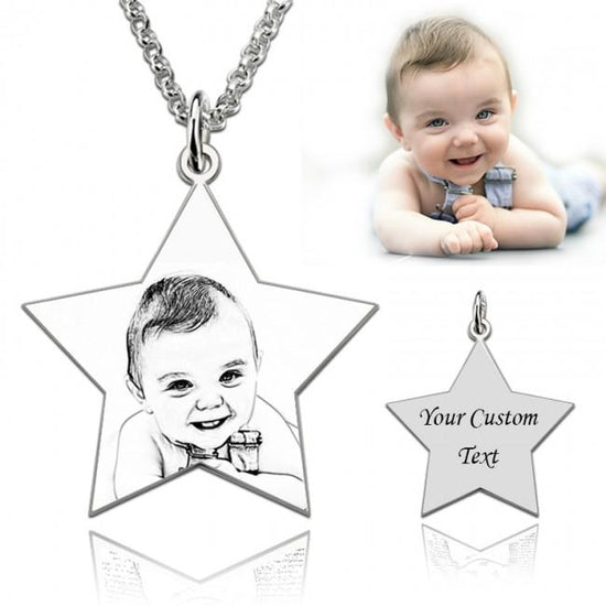 925 Sterling Silver Kids Engraved Photo Necklace Inspirational Gift - onlyone