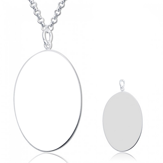 925 Sterling Silver Oval Engraved Photo Necklace Inspirational Gift - onlyone