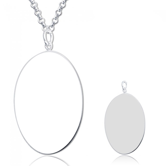 925 Sterling Silver Oval Engraved Photo Necklace Inspirational Gift - onlyone