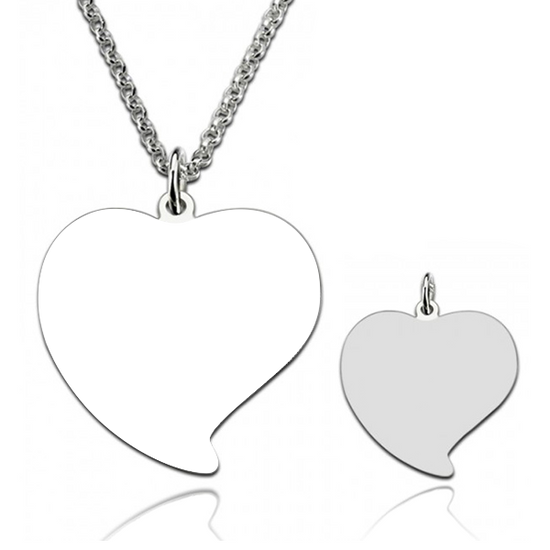 925 Sterling Silver Heart Engraved Photo Necklace, Memorial Gift - onlyone