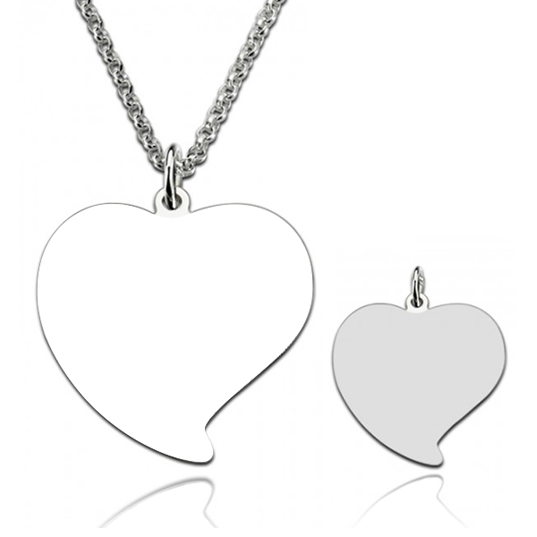 925 Sterling Silver Heart Engraved Photo Necklace, Memorial Gift - onlyone