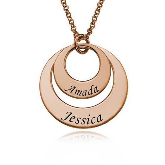 925 Sterling Silver Engraved Circle Name Necklace Nameplate Necklace - onlyone