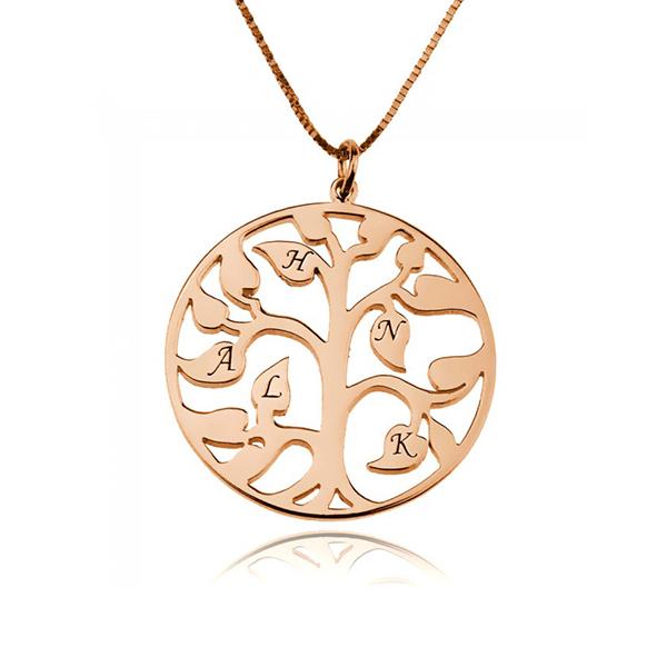 925 Sterling Silver Tree Of Life With Initial Engraved Necklace Gift For Mom - onlyone