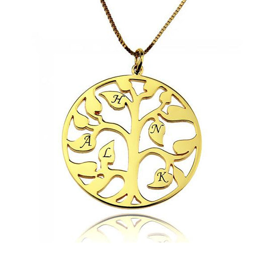 925 Sterling Silver Tree Of Life With Initial Engraved Necklace Gift For Mom - onlyone