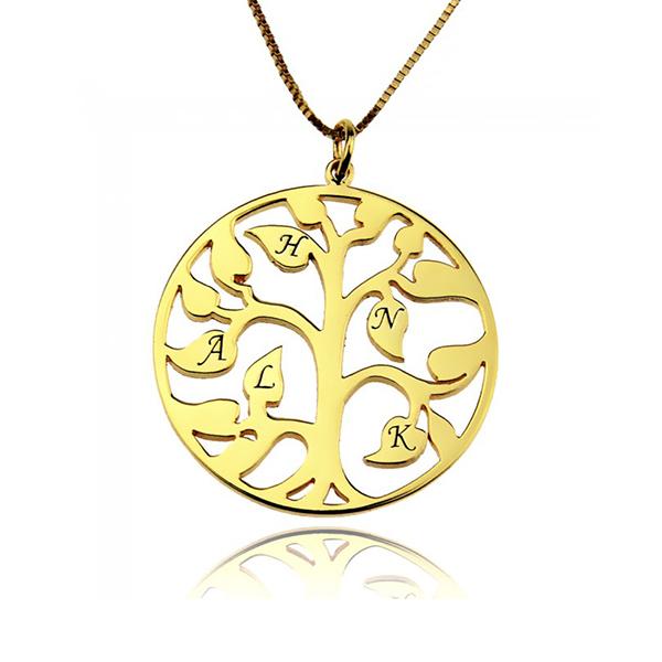 925 Sterling Silver Tree Of Life With Initial Engraved Necklace Gift For Mom - onlyone