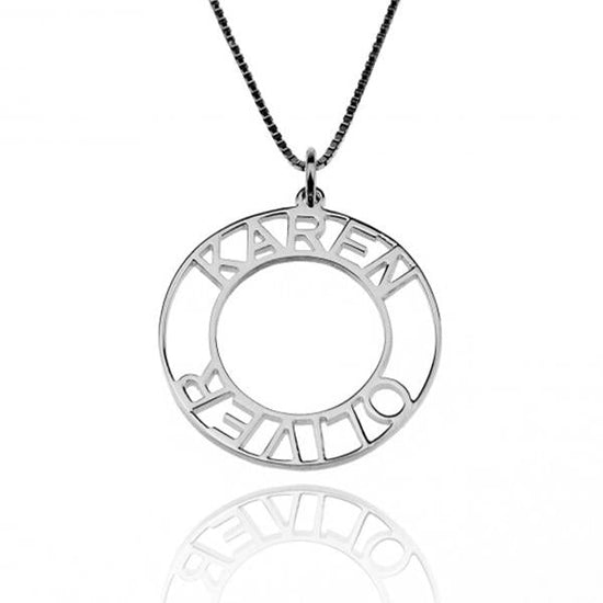 925 Sterling Silver Circle Engraved Roman Numerals Necklace Nameplate Necklace - onlyone