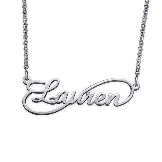 925 Sterling Silver Infinity Signature Name Necklace Nameplate Necklace - onlyone