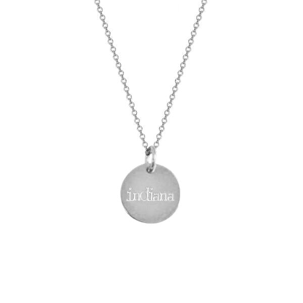 925 Sterling Silver Engraved Coin Name Necklace Nameplate Necklace - onlyone