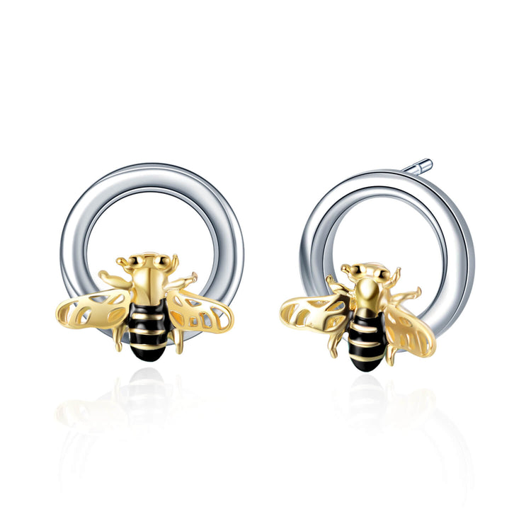 925 Sterling Silver Sticky Little Honeybee Stud Earrings - onlyone