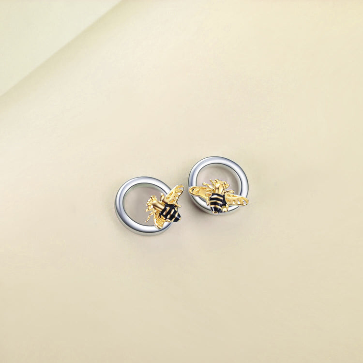 925 Sterling Silver Sticky Little Honeybee Stud Earrings - onlyone