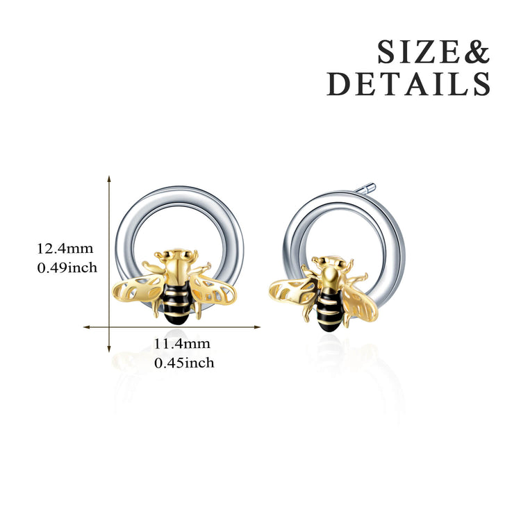 925 Sterling Silver Sticky Little Honeybee Stud Earrings - onlyone