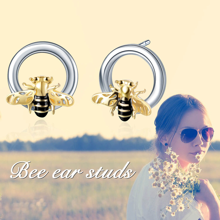 925 Sterling Silver Sticky Little Honeybee Stud Earrings - onlyone