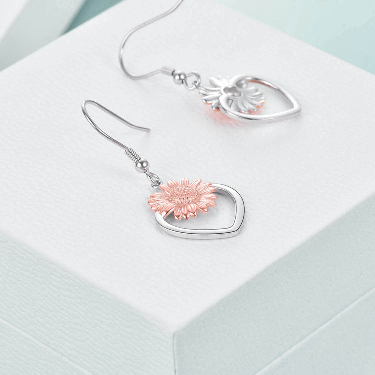 925 Sterling Silber Sonnenblume baumeln Ohrringe für Frauen Mädchen