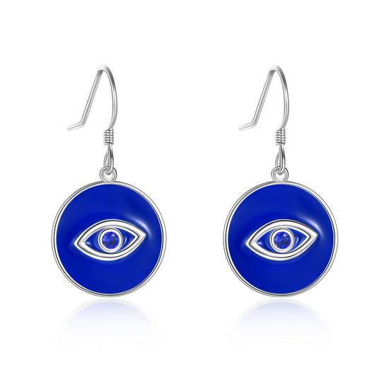 925 Sterling Silver Demon Eye Blue Fashion Stud Earrings - onlyone